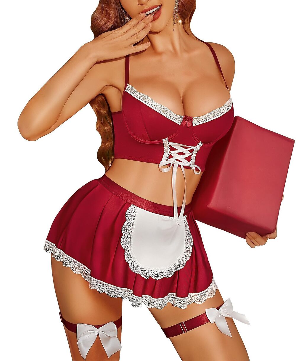 1592 Sexy Lingerie Set - 5 Piece Lace Babydoll Dress Exotic Lingerie Set